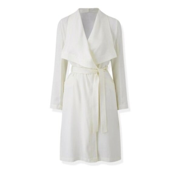 Shop 17 White Drapey Belted Jacket Coat Blazer | Size L - Picture 1 of 9